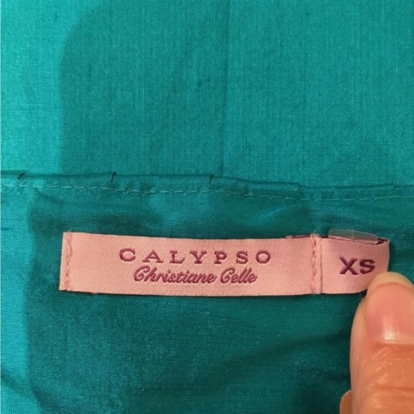 Calypso Christian Celle Silk Teal Pleated Mini Skirt Size XS EUC. - Picture 13 of 13
